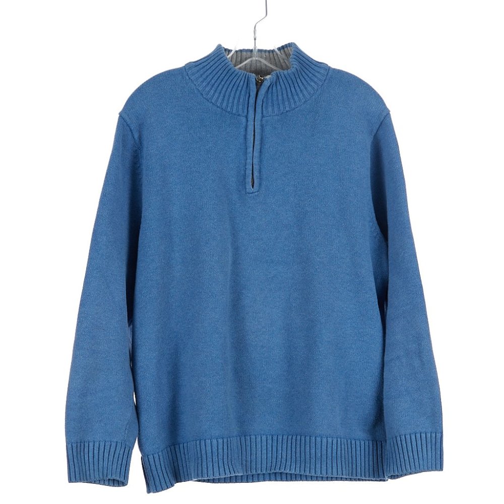 Vintage L.L.Bean Men's Quarter Zip Pullover Cotton Jumper Sweater Large Regular